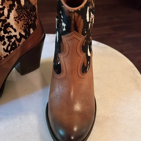 Antonio Melani Leather and Calf Hair Western Boots Size 7.5 Brown - Picture 4 of 12